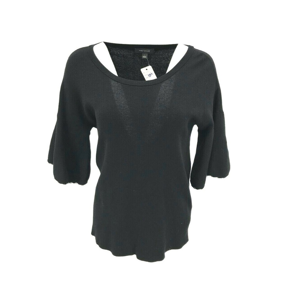 Ann Taylor 3/4 Bell Sleeve Knit Loose Fit Top Sz L
